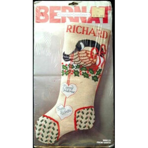 Counted Cross Stitch Stocking Kit From Santa Bernat W00113 1984 New Sealed Xmas
